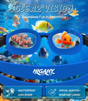 Дитячі окуляри для плавання Schwimmbrille: захист від УФ-променів та запобігання запотіванню, водонепроникні, для хлопчиків та дівчаток 6-14 років, сині + темно-сині