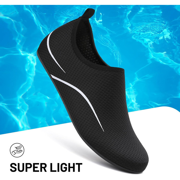 Чоботи для плавання унісекс: легкі, швидковисихаючі, для пляжу, басейну, серфінгу, йоги. Розмір 43 EU, чорний колір