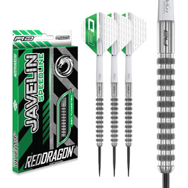 Дротики для дартсу Red Dragon Javelin Premium, вольфрамові, 26 г, 2 шт, стіл-тіп, з оперенням і хвостовиками