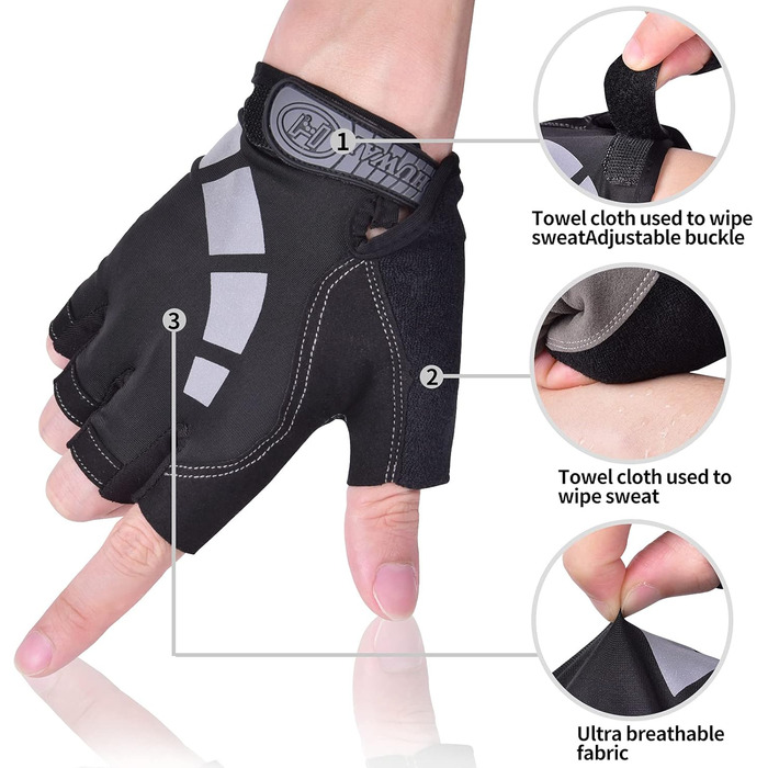 Спортивні рукавички для фітнесу, тренувань, кросфіту: дихаючі, неслизькі, для силових видів спорту, сірі, розмір L