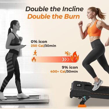 Біговий доріжка Lichico Walking Pad з регулюванням нахилу 9%, Bluetooth, LED дисплей, 2.5HP для дому та офісу