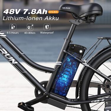 Електровелосипед VARUN 26 дюймів для міста, 250W, 48V Li-Ion акумулятор, LCD-дисплей, 4+1 режим, запас ходу до 80 км, для жінок та чоловіків