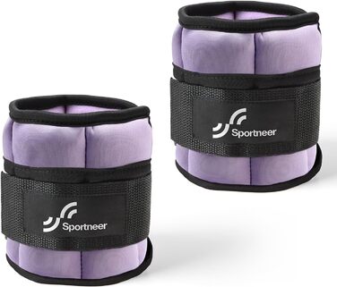 Штанги на щиколотки Sportneer, регульовані, 1 кг - 4.5 кг, для фітнесу, воркауту, ходьби, бігу (світло-фіолетовий)