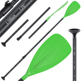 Весло KESSER 3-в-1 для каяка та SUP, алюмінієве, телескопічне 165-215 см, антиковзне, для сапборда, серфінгу, човна, зелене