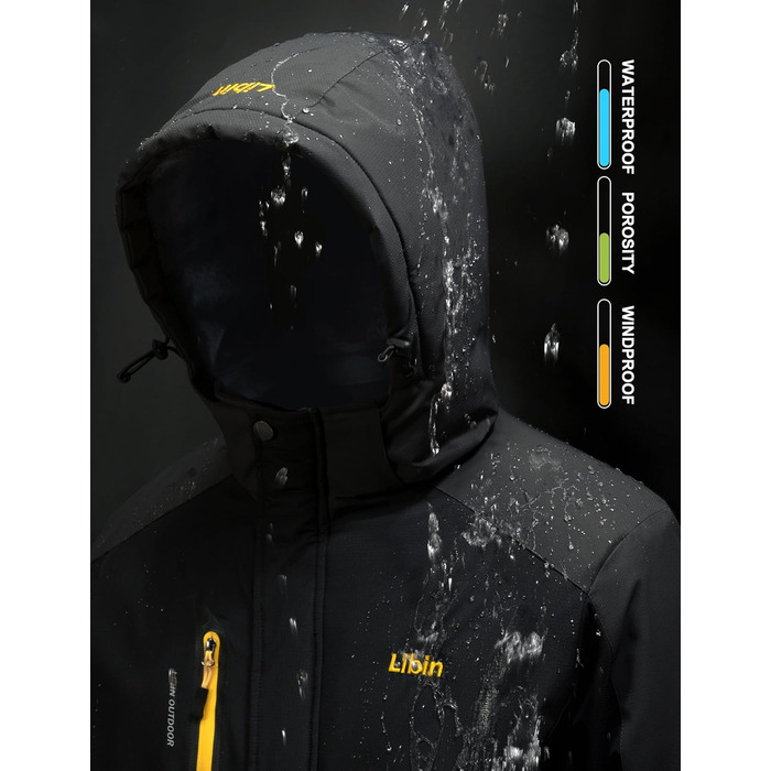 Зимова куртка Ibin для чоловіків: тепла, функціональна, водонепроникна, дихаюча. Ідеальна для катання на сноуборді, походів та активного відпочинку на природі. Розмір L, чорно-сіра.