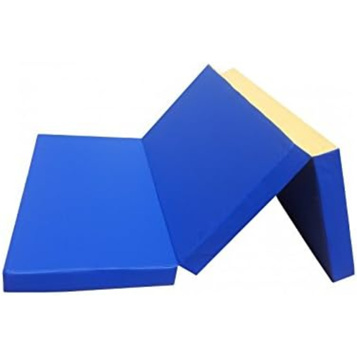 Складний гімнастичний мат NiroSport 210x100x8 см, водонепроникний, для фітнесу, спорту, гімнастики, синьо-жовтий