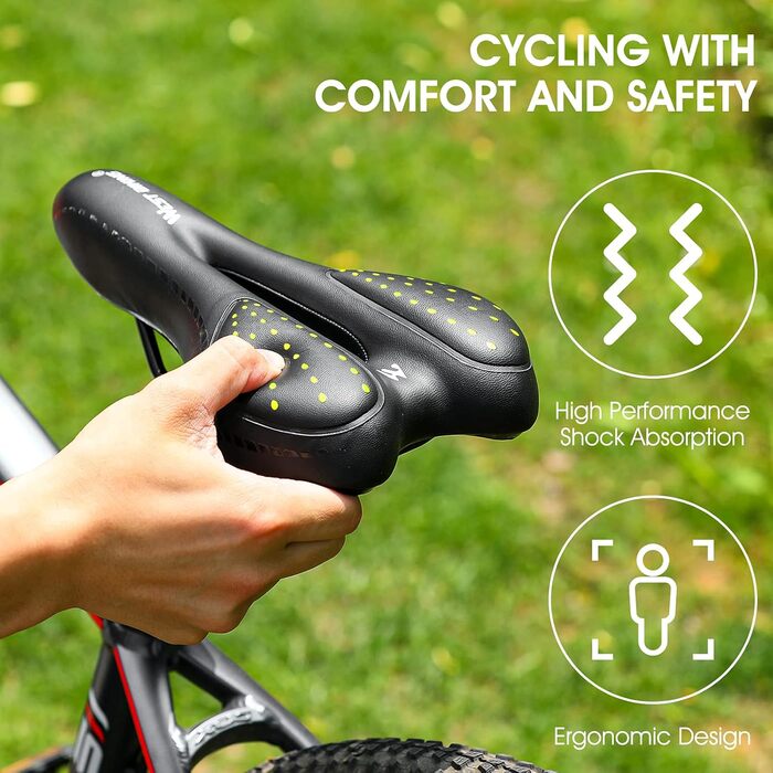 Зручний велосипедний сідло LuTuo для чоловіків та жінок, гелеве м'яке сідло, ергономічне, спортивне, для походів, з підкладкою для гірського велосипеда, шосе, BMX, MTB, City, E Bike (зелений)