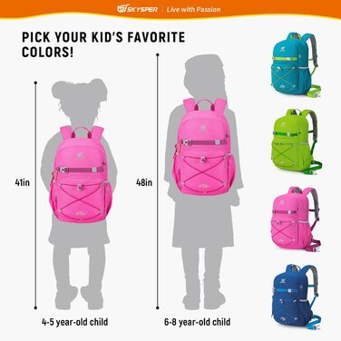 Дитячий рюкзак SKYSPER 15L для піших прогулянок, зручний рюкзак для хлопчиків та дівчаток, рожевий, Outdoor