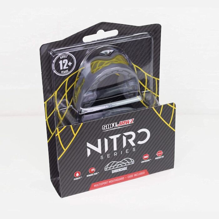 Захисна капа SafeJawz Nitro для дорослих і дітей, з футляром, сіра, для боксу, баскетболу, лакросу, футболу, MMA, єдиноборств, хокею та всіх контактних видів спорту
