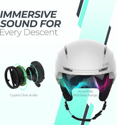 Гірськолижний шолом CRNK Skadi з Bluetooth, білий, шумозаглушення, розмір M, унісекс