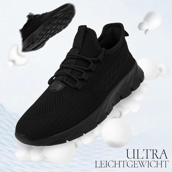 Чоловічі кросівки для бігу та фітнесу. Модель для вулиці та ходьби. Чорний колір, 49 EU