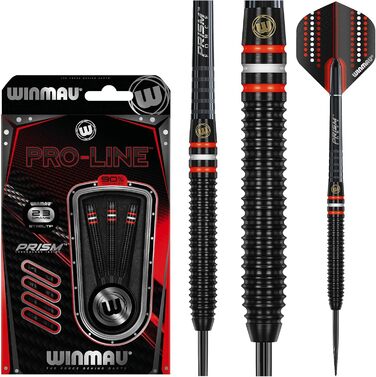 Дротики WINMAU Pro-Line Profi з вольфраму для дартсу, сталевий наконечник, комплект із перами та хвостовиками