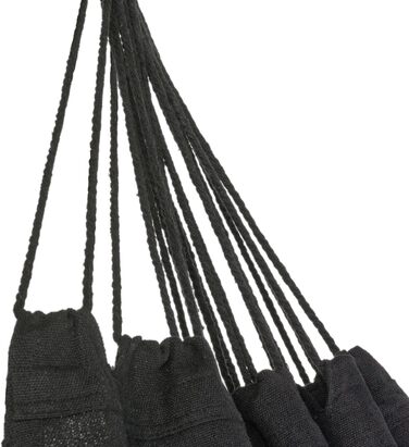 Гамак подвійний 200x150 см, бавовна, до 200 кг, Boho стиль, для саду, балкону, тераси, чорний