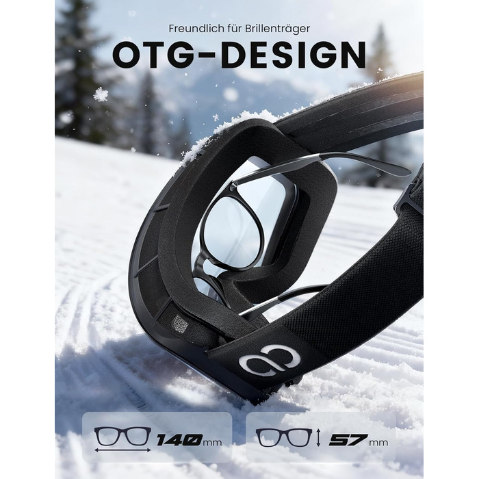 Ламікал - скі-маска для жінок та чоловіків, сноуборд маска з антизапітніючою технологією, дзеркальна, для носіїв окулярів, захист від сонця UV400, чорний каркас, блакитне скло (VLT: 11%)