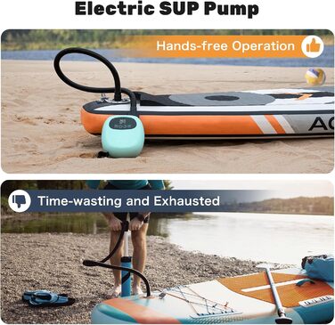 Електричний насос для SUP до 20PSI з акумулятором, для каяків та SUP дощок, з 7 насадками, зелений