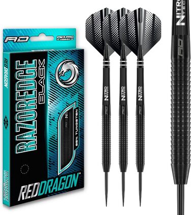 Дротики для дартсу Red Dragon Razor Edge, вольфрамові, професійні, 26 г, чорні, з флайтами та шафтами