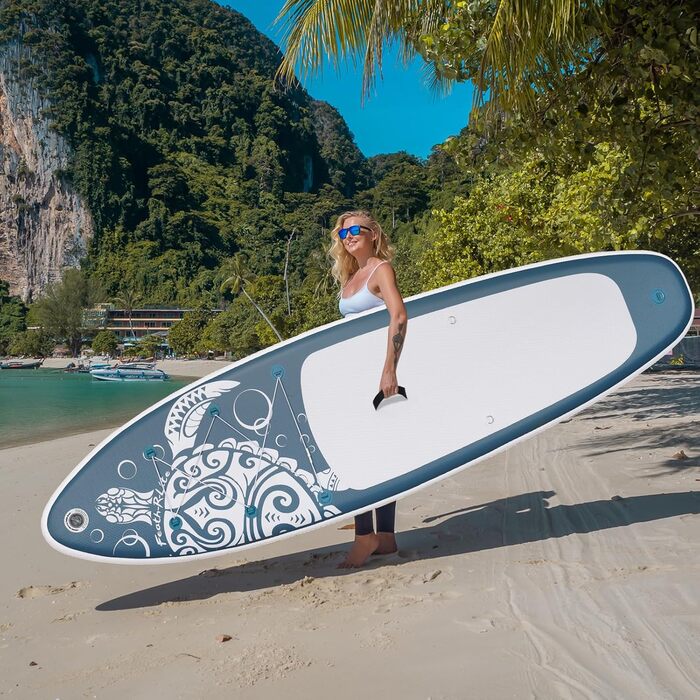 Надувний SUP-борд FEATH-R-LITE Stand Up Paddling Board: стабільний дизайн, преміум аксесуари (сірий)