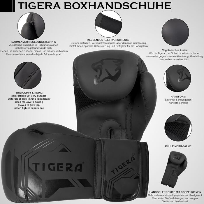 Боксерські рукавички Tigera 12oz для чоловіків і жінок, тренувальні, для боксу, MMA, муай-тай, спарингу, кікбоксингу