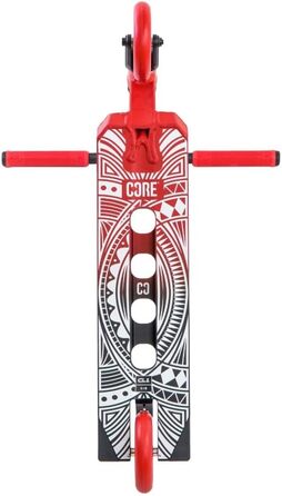 Трюковий самокат CORE Stunt Scooter Trick 110mm, ABEC 9, для дітей та дорослих (від 5 років), регульована висота 78-96 см + наклейка Fantic26 (Чорний/Червоний)