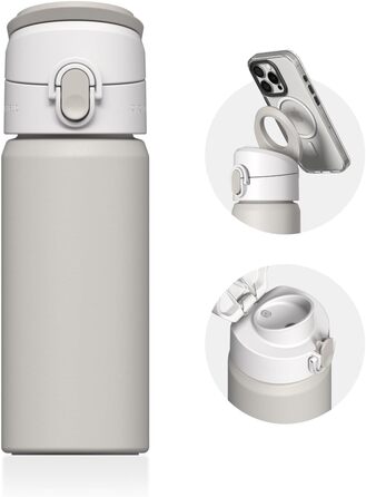 Пляшка для води RHINOSHIELD AquaStand 480 мл з нержавіючої сталі, сумісна з MagSafe, спортивна, без трубочки, з ручкою та регульованою підставкою, колір пісочний