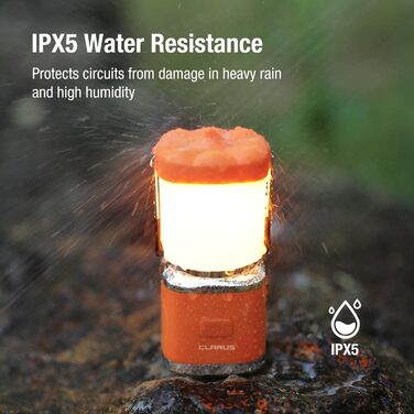 KLARUS CL8 Mini Camping-ліхтар: перезарядна LED-лампа з 5 режимами, водонепроникна IPX5, з гачком для намету, оранжева