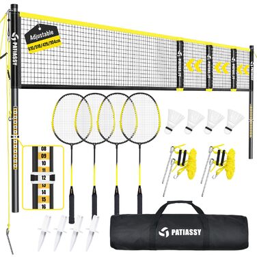 Мобільний волейбольний сет для бадмінтону, регульований, 4 ширини, з сумкою, для залу та вулиці