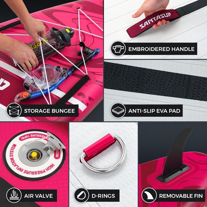 Надувне SUP-борд для дорослих 320/335см: комплект з аксесуарами (весло, насос, рюкзак, лінія, водонепроникний мішок) #SPORT-PINK