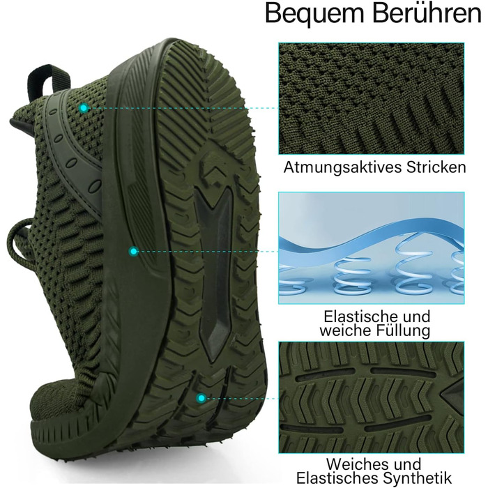 Кросівки Feethit для чоловіків: спортивні, для бігу, зручні, підошва з гуми, дихаючі, армійного кольору, розмір 41 EU