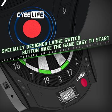 Електронна дартс-дошка CyeeLife ZD01J з 12 м'якими дротиками, для 8 гравців, 34 ігри, 255 варіацій, аксесуари в комплекті
