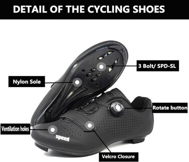 Велосипедні шкарпетки FANSU для чоловіків та жінок, шосейні велотуфлі з Delta-cleats, сумісні з педалями Look SPD-SL Delta Lock, сумісні з Peloton, чорні, 43 EU