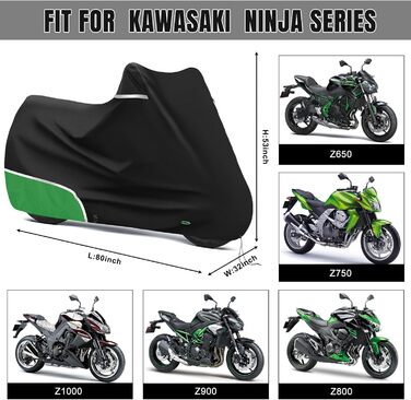 Водонепроникний чохол для мотоцикла Kawasaki Z650 / Z-серія, захисний зимовий тент з міцної тканини 420D Oxford, сіро-зелений