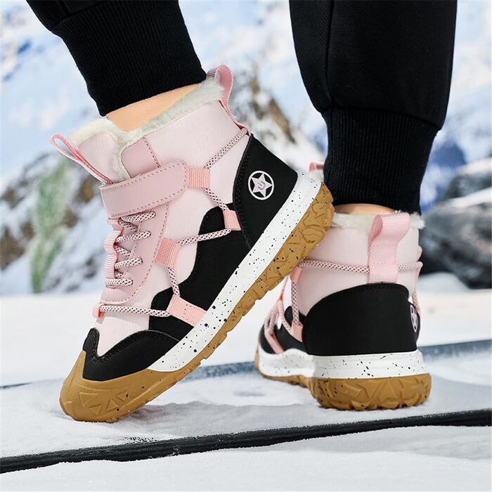 Водонепроникні зимові черевики для дітей: зимові чоботи для дівчаток та хлопчиків, утеплені, для активного відпочинку, неслизькі, снігові черевики, 31 EU, рожеві