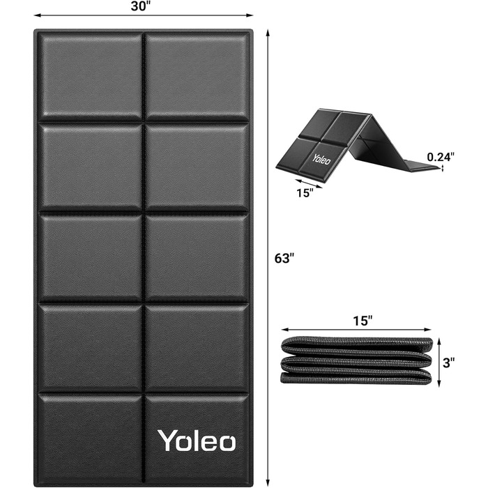 Килимок захисний під бігову доріжку та тренажери Yoleo, 160x75 см, шумопоглинаючий та протиковзкий килим для підлоги під велотренажер, еліпс та лавку для гантелей, чорний