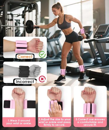 Регульовані вантажні манжети на зап'ястя (2 шт, по 0,45 кг) для йоги, танців, пілатесу, кардіо, аеробіки, ходьби - зелений (рожевий)
