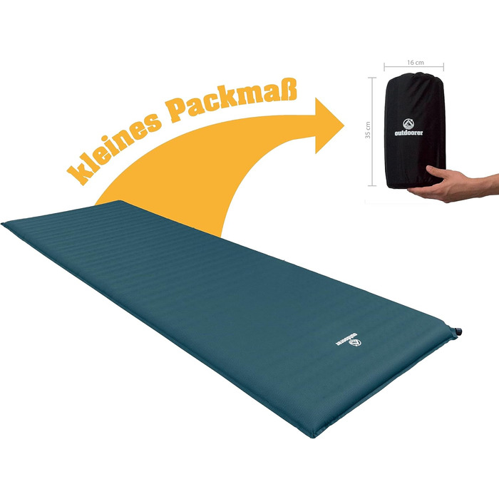 Саморозгортальний килимок для кемпінгу Outdoorer Trek Bed 3 in 1 - зручний та легкий, 5 см, зелений