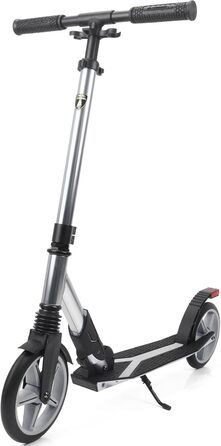 Скутер Lamborghini Tretroller Cityroller з великим колесом, складний, регульована висота, для дорослих та дітей, з підставкою, передньою амортизацією та гальмом на задньому колесі, до 100 кг (Сірий)