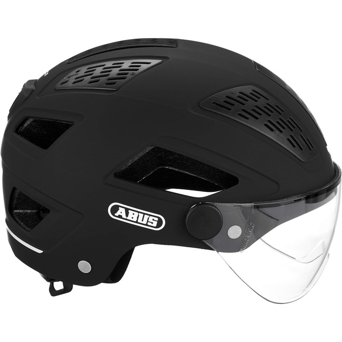Велосипедний шолом ABUS Hyban 2.0 ACE з візором, LED-світлом і ABS-оболонкою, для дорослих, чорний, розмір M (52-58 см)