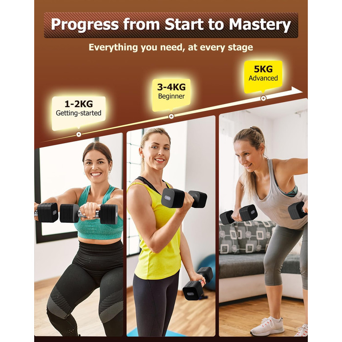 Набір гантелей Fragraim 5 кг x 2 (регульовані) для дому, фітнесу та силових тренувань, чорний