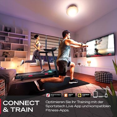 Бігова доріжка Sportstech F31s для дому, 4.5 к.с., 16 км/год, Bluetooth, LED, тримач для планшета, складана, до 120 кг