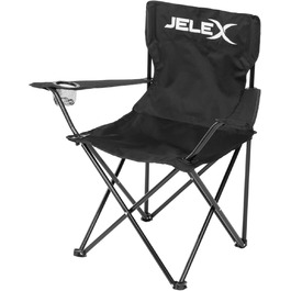 Крісло для кемпінгу JELEX Expedition зі спинкою, підлокітниками та тримачем для напоїв, простий механізм складання. Водовідштовхувальне, чорного та зеленого кольорів (зелене) (чорне)