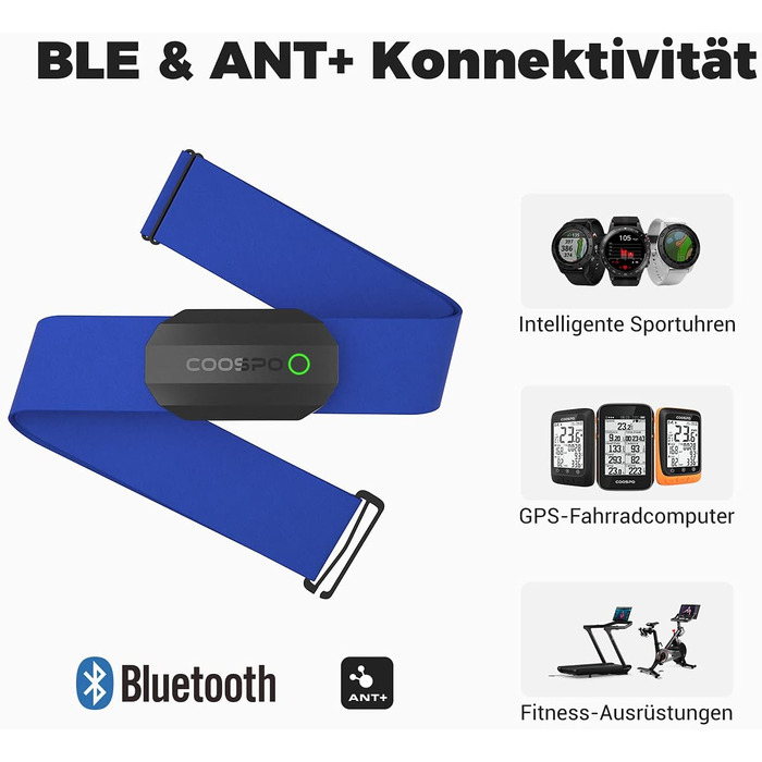 Пульсомір COOSPO H808S: ANT+/Bluetooth, водонепроникний, сумісний з Polar, Wahoo, Garmin, Zwift, Strava