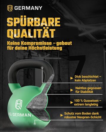 Гантель з неопрену HQ Germany® | Повний чавун | 2-32 кг | Стартові набори | Допуск по вазі ±2,0% (22 кг)