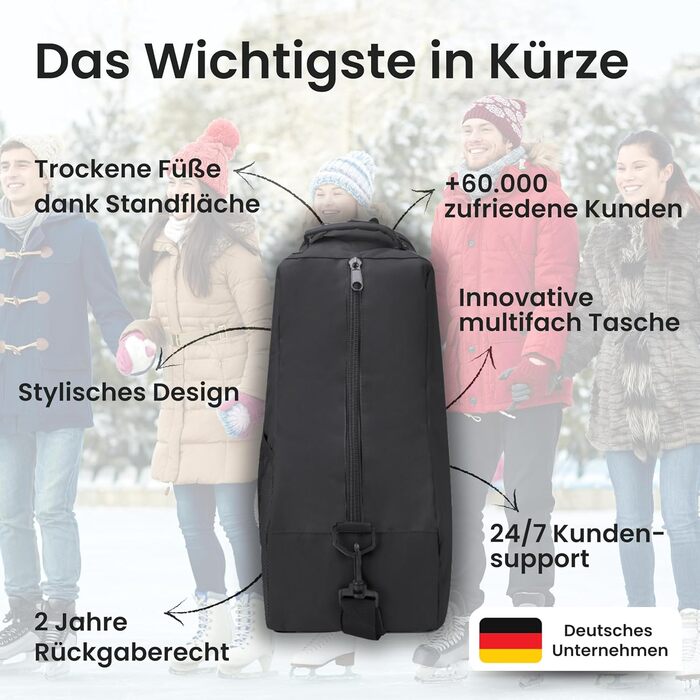 Чохол для ковзанів Otaro: водовідштовхуючий та міцний | Для дітей та дорослих, для роликів та ковзанярського спорядження (Чорний)