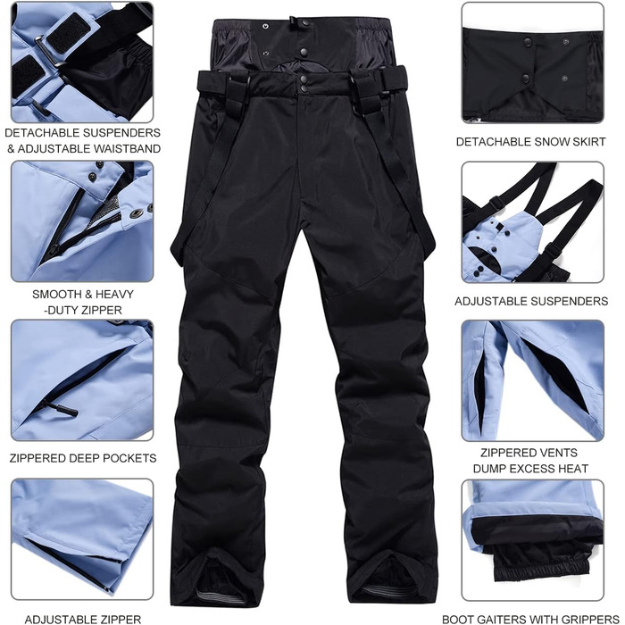 Сніговий костюм чоловічий HOUZONIY, теплий, вітронепроникний, 2-частинний, розмір L, чорний
