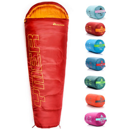 Дитячий спальний мішок Meteor Premium для кемпінгу та відпочинку на природі: літо, ультралегкий, для дітей, комфортний, для підлітків, зручний, теплий, маленький, маленький, темно-зелений/зелений (червоний/помаранчевий)