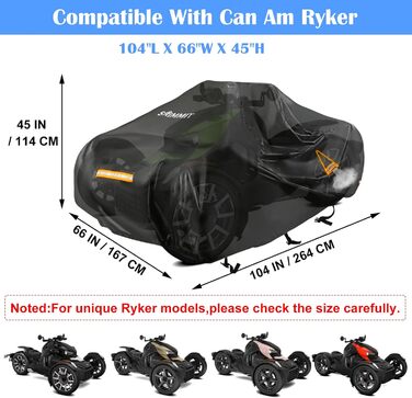 Чохол для тримака мотоцикла Trike, водонепроникний, 420D Oxford, Honda Trike Shelter (Ryker)