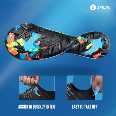 SIMARI WP001 Водонепроникні аквашузи для жінок та чоловіків, швидка сушка, для плавання, дайвінгу, серфінгу, йоги та хайкінгу, WP001, 216 фіолетовий, 42 EU, Deep Black Stripe