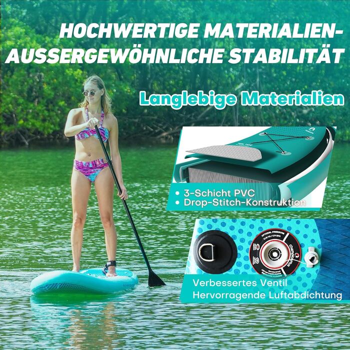 Надувний SUP Борд Championplus - Комплект для Сапбордингу, 320x81x15 см, Синій