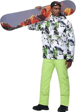 Чоловічий комплект гірськолижний: куртка та штани ALSOGO, водонепроникний, вітронепроникний, з капюшоном, для сноуборду та гірськолижного спорту, колір білий