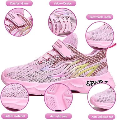 Дитячі кросівки Kinder: спортивні, легкі, дихаючі, для бігу та занять спортом (28 EU, Cx6888 Рожевий)